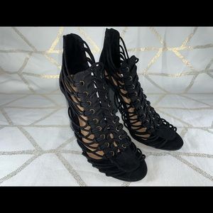 Bamboo lace up heels